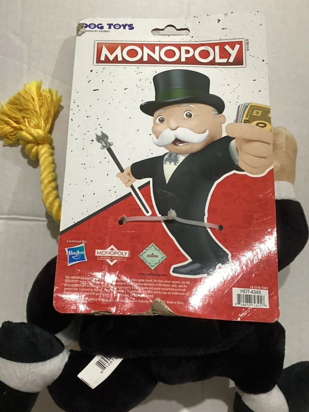 Hasbro Monopoly Mr. Plush Dog Toy - Black, Green & Yellow